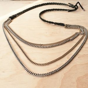 Lucky Brand Long Chain and Leather Necklace